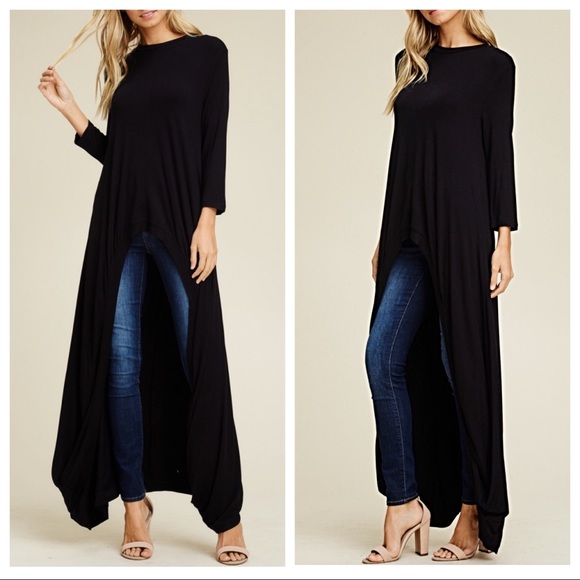 ✨LAST ONE✨Black favorite high/Low 3/4 tunic dress - Picture 3 of 8